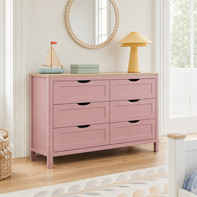 Abra 47.24" Modern 6 Drawer Double Dresser, Handle-Free Storage Cabinet with Rounded Edges
