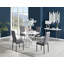 Tierra Modern High Gloss and Chrome Metal 4 Seat Dining Table Set - Luxury Velvet Dining Chairs-88388715-88388703