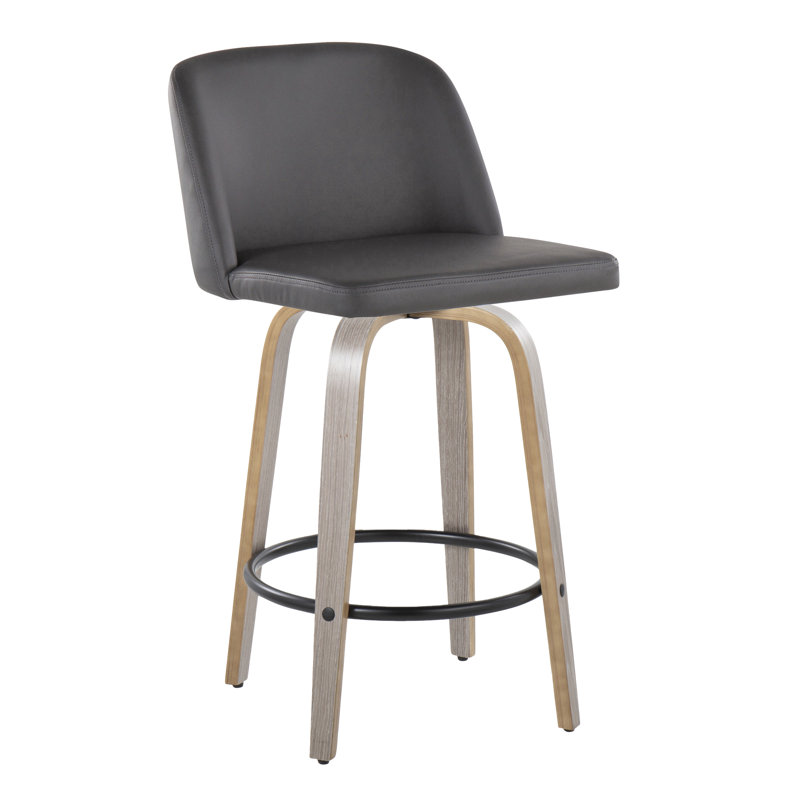Lakyia Swivel Upholstered Counter Stool, Light Gray