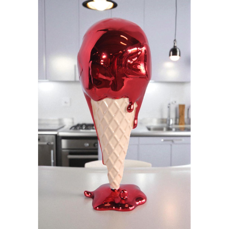 Statue de cône de crème glacée en résine rouge NIFao Pop Art