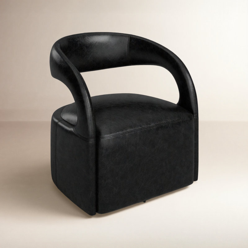Hawkins Swivel Armchair, Sonoma Black Genuine Leather