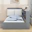 Lit plateforme tapissier 2 tiroirs avec tête de lit et tablettes Ruthia-509676393