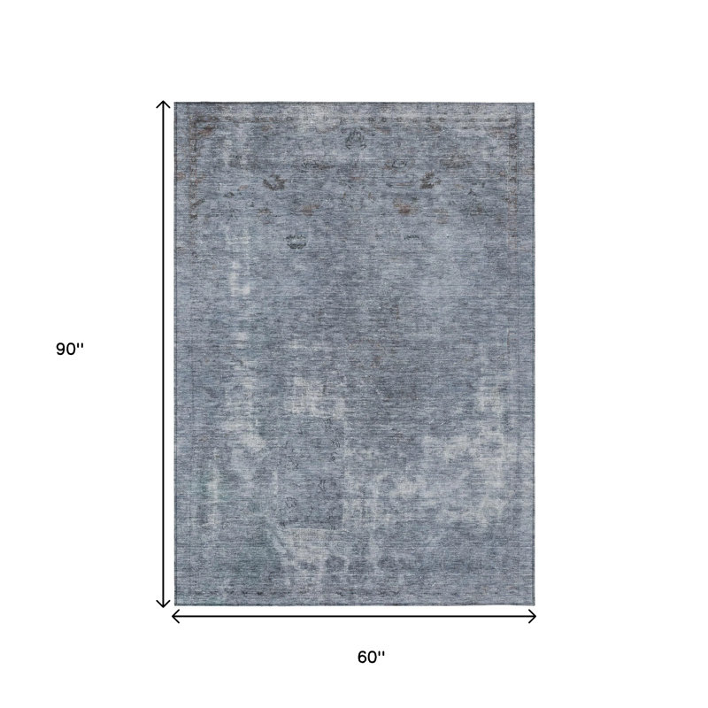 Tapis intérieur lavable abstrait bleu 5 pi x 8 pi