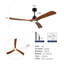 60 Inch Wood Ceiling Fan with 3 Solid Walnut Blades, Remote Control & Reversible DC Motor - Quiet LED Ceiling Fan for Living Room, Black