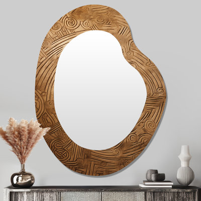 Gold Maze - miroir mural unique en forme de plume Boho