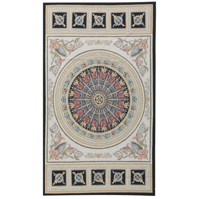 Tapis noir et beige noué à la main de haute qualité