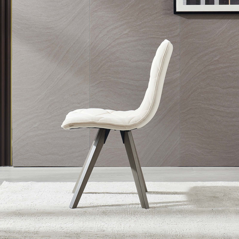 Ensemble de chaises de salle à manger de style Mid-Century moderne avec pieds en bois massif et coussin en tissu, Beige