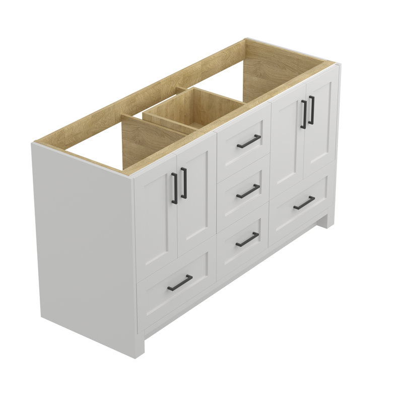 Taranika 60" Double Bathroom Vanity Base Only, White