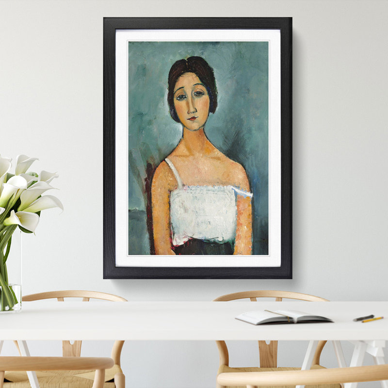 Christina by Amedeo Modigliani - Picture Frame Painting, 48cm H x 36cm W x 2cm D, Black Framed