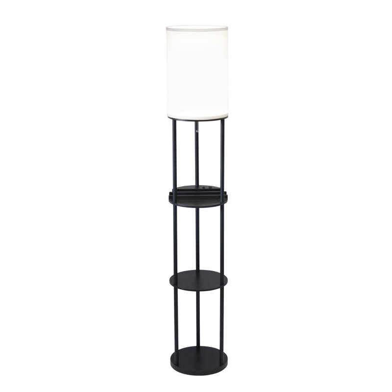 Rousey 66.5'' Black Column Floor Lamp with USB and Outlet