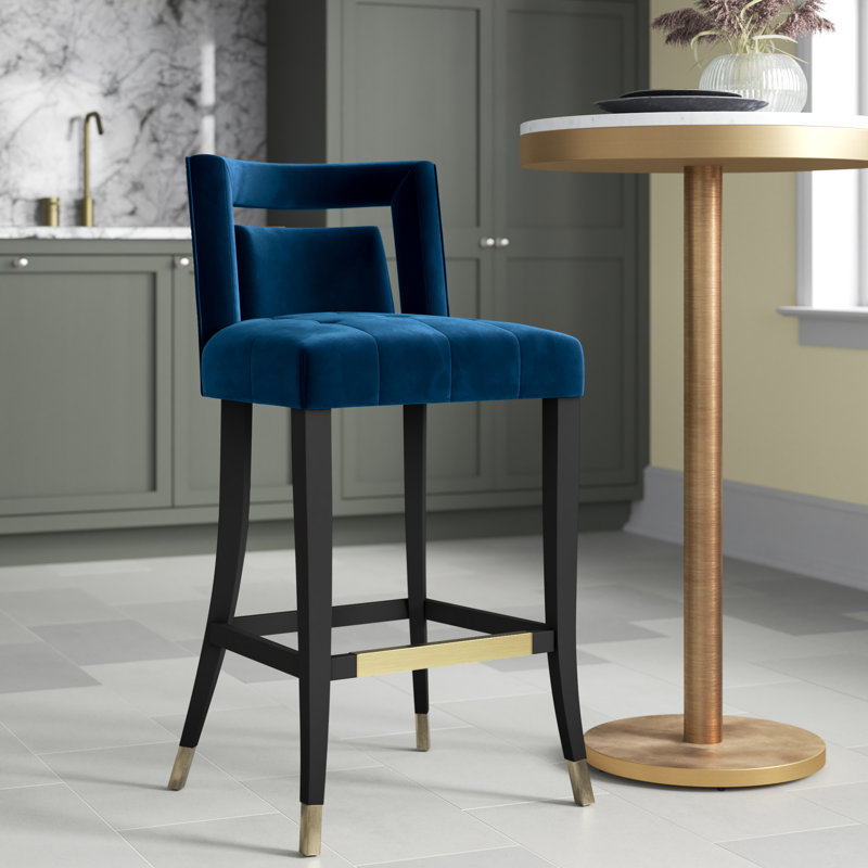 Tabouret, Tabouret de bar (siège d'une hauteur de 30,3 po), Velours marine