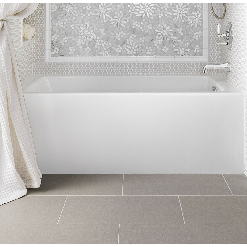 Baignoire 60 "x 34" en alcôve à air Sydney, Blanc, Gauche, Laiton satiné
