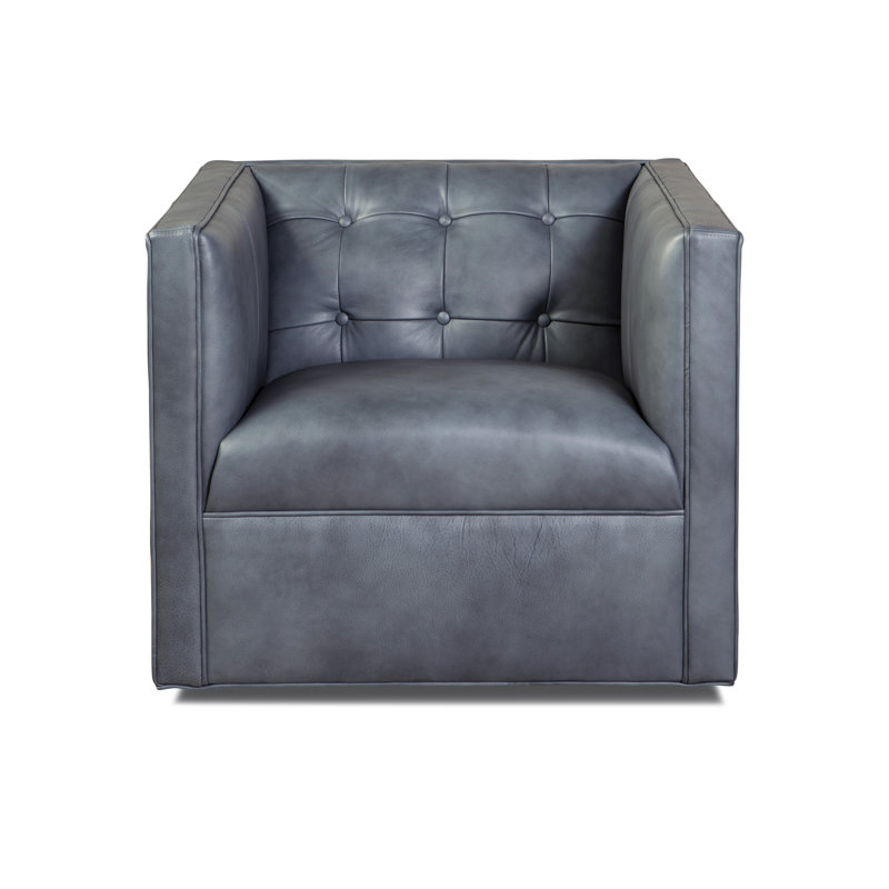 Laslow Leather Swivel Tufted Armchair, Grand Tanyon