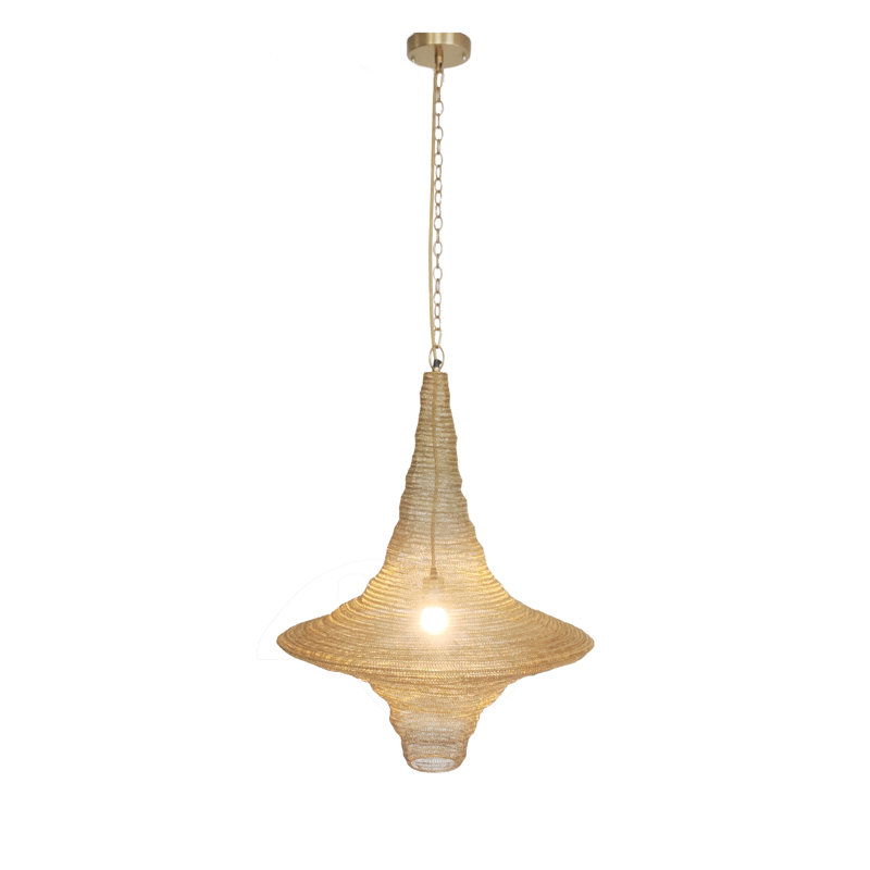 1-Light Gold Pendant With A Chain Basket Shade, 89" H x 24" W x 24" D, Gold