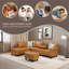 Canapé modulaire en similicuir avec repose-pieds-606548334