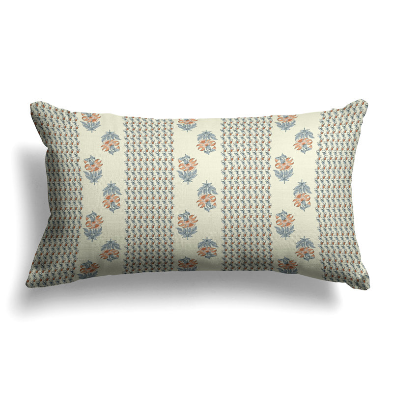Anemone Artistry  Rectangular Throw Pillow, Blue/Cream