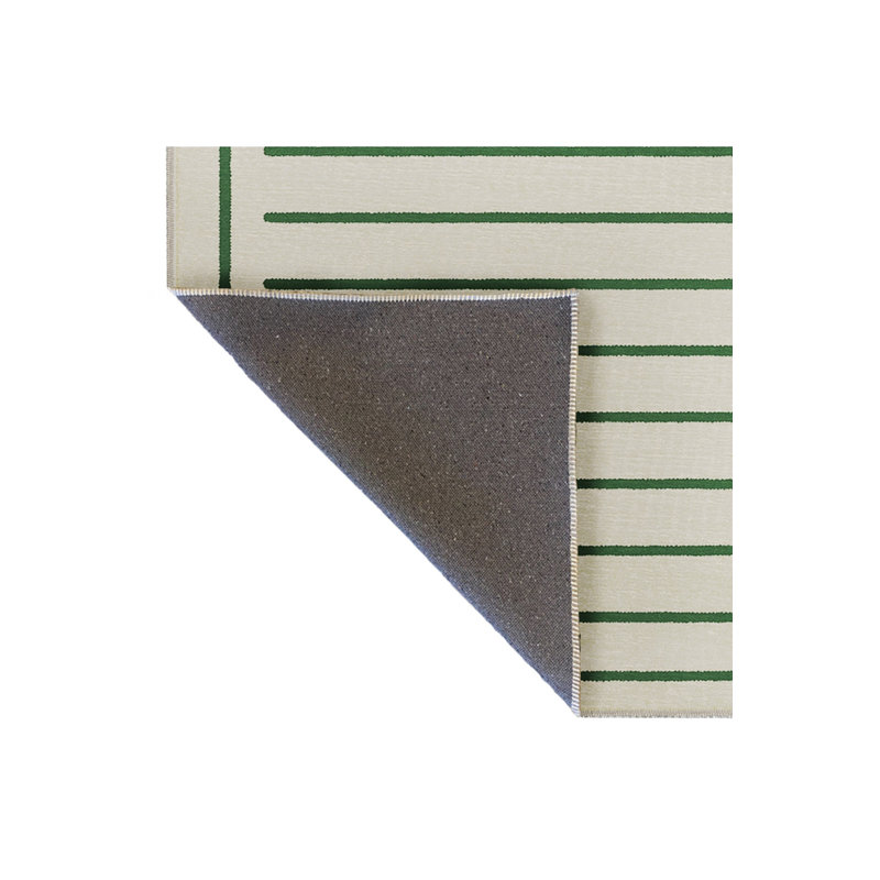 Tapis vert tissé à rayures Mosso, 3'3" x 6'7"