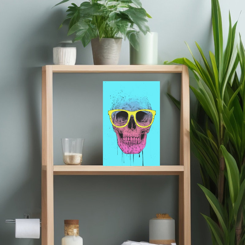 Vibrant Skull Glasses Abstract Contemporary Wall Art Print, 18" H x 12" W
