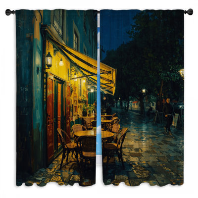 Outdoor Cafe At Night Window Curtains Cafe Sheer & Room Darkening - 2 Panels
