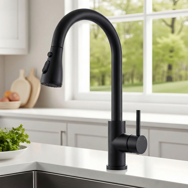 Kitchen Faucet with Pull Down Sprayer – 3 Modes (Stream/Spray/Pause), 7-Layer Rust-Resistant Coating