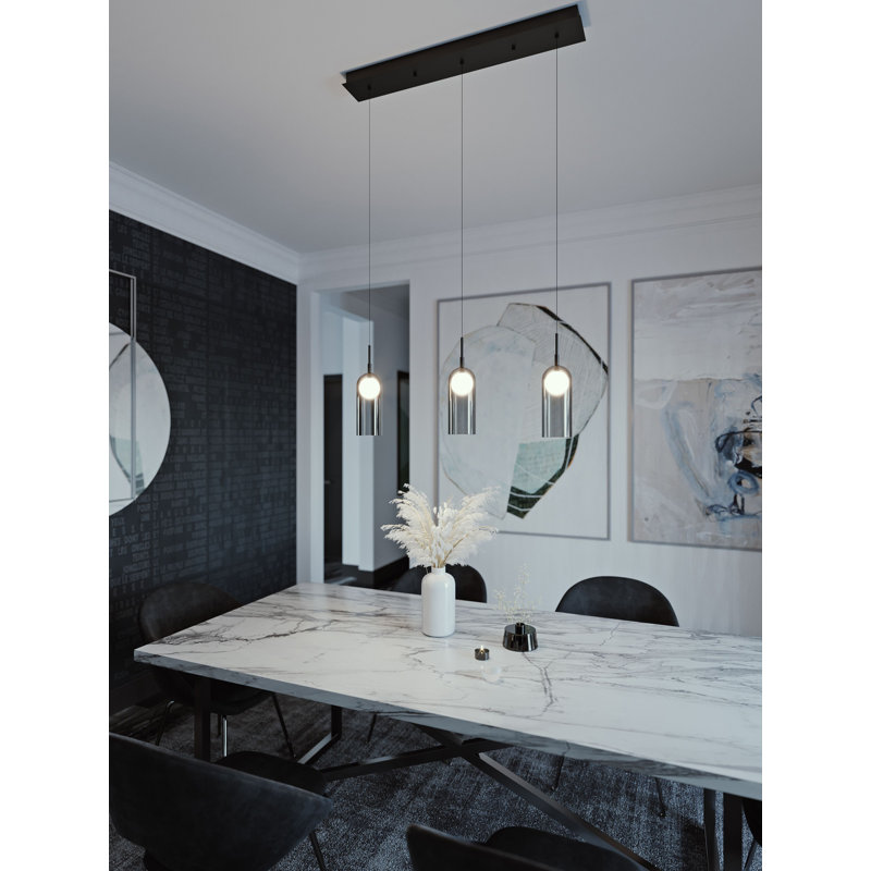 Luminaire suspendu linéaire à 3 lumières pour îlot de cuisine à DEL