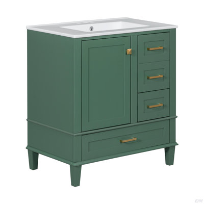 Ensemble de meuble-lavabo moderne 30 po avec meuble-lavabo 30 po, armoire de rangement avec porte à fermeture douce et 3 tiroirs