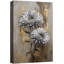 «Silver Chrysanthemum Blooms With Gold Accent», images de chambre à coucher, impression sur toile encadrée-132063477-132063482