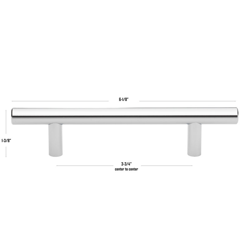 Roman Modern Bar Pull, Polished Chrome, 3 3/4"