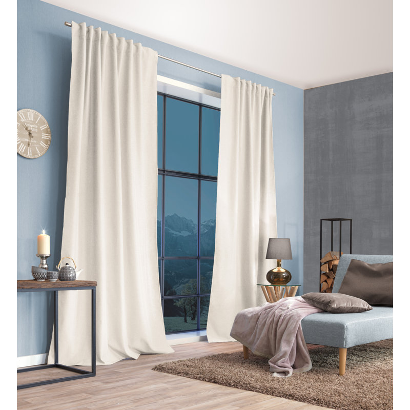 PELLU Polyester Room Darkening Curtain Panel, White wool