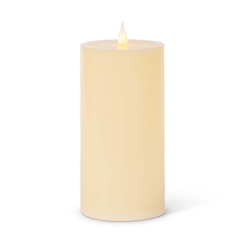 Flameless Wax Flat Top Pillar Candle, 4"x8"