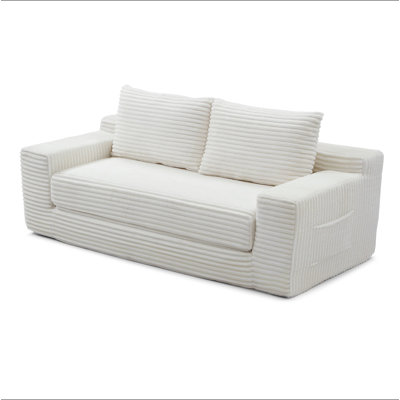 Boneless Memory Foam Cloud Loveseat Sofa, 2 In 1 Convertible Folding Couch Bed, No Assembly Compressed Corduroy Floor Lounge Sofa For Apartment Office Bedroom Living Room