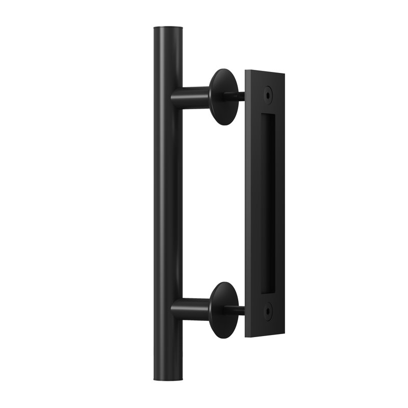 Poignée de porte de grange avec poignée affleurante Expressions par Emtek, noir mat, Matte Black