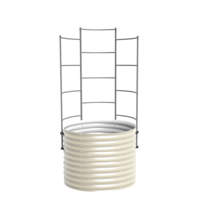 32" Tall 42" Wide Round Metal Outdoor Raised Garden Bed With Trellis