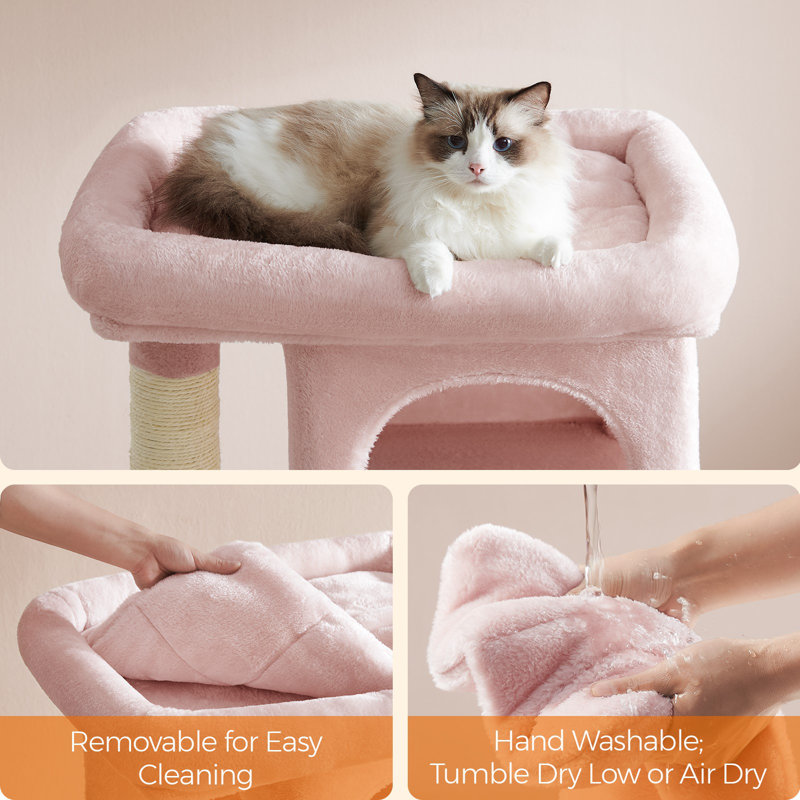 Jelly Pink Large Sisal Cat Tree with Dual Caves
