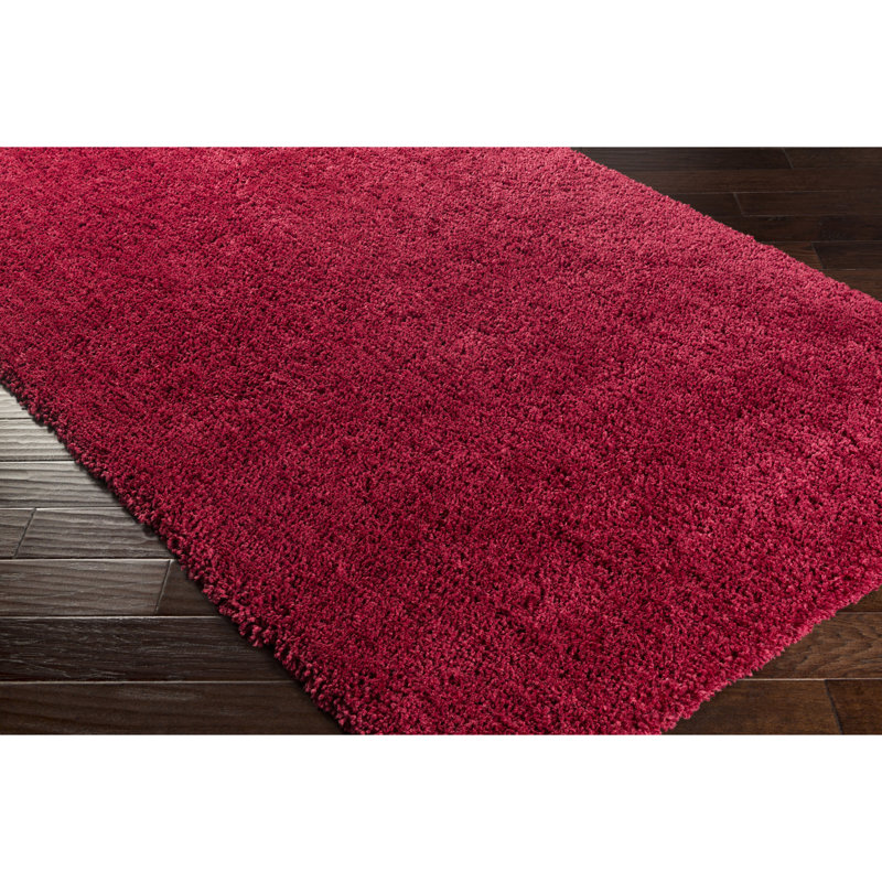 Tapis rouge tissé à la main Aamanah, Rectangle 5 pi x 7 pi 6 po
