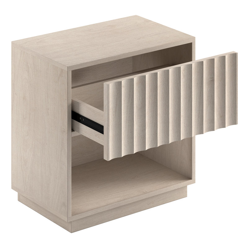 Table de chevet rectangulaire cannelée 24 po Jason, Alder White
