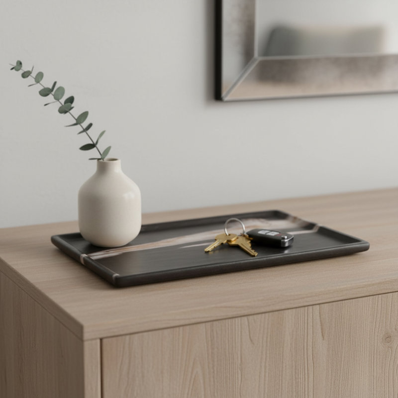 Plateau décoratif rustique en bois rustique - repose-pieds et table basse pour la décoration intérieure - plateau décoratif pour bijoux et espaces de style cuisine - 16 po