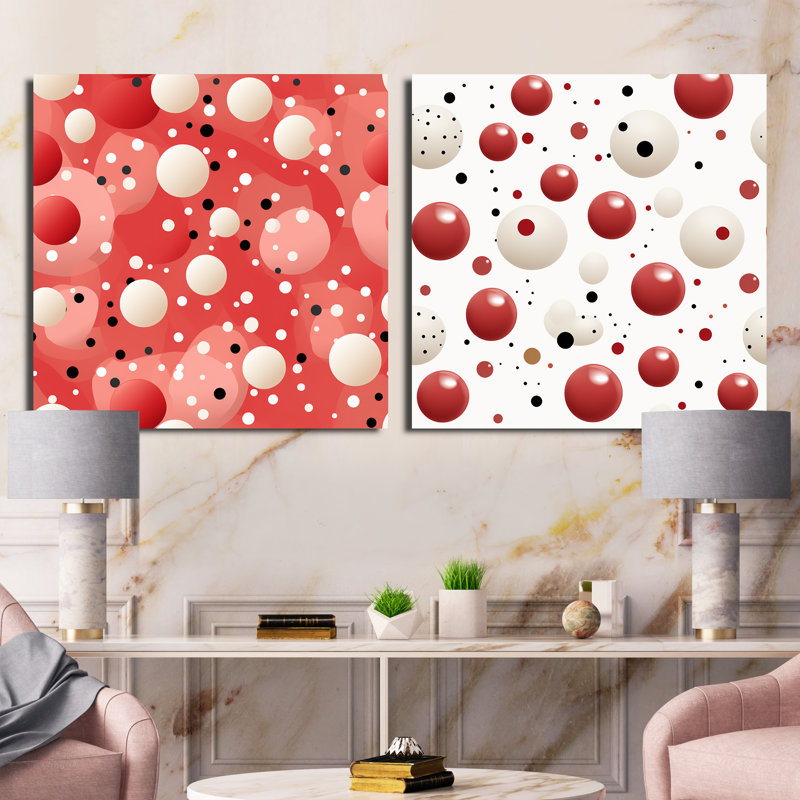 Playful Polka Dots V - Formes abstraites, ensemble de 2 carrés, Toile tendue, H 30 po x l 61 po