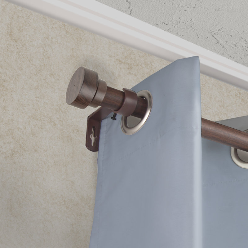 Tringle à rideaux simple en faux bois Abdulah, Noyer foncé, 28" - 48"