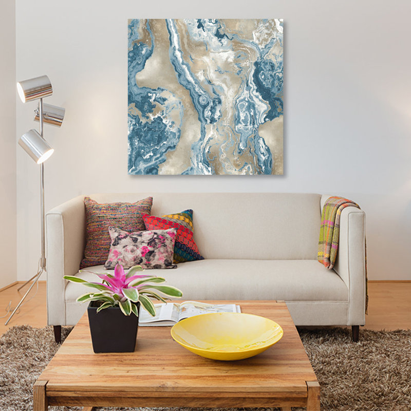 «Onyx Teal», impression sur toile, H 12 po x l 12 po x P 0,75 po, Pas de tapis, Toile tendue