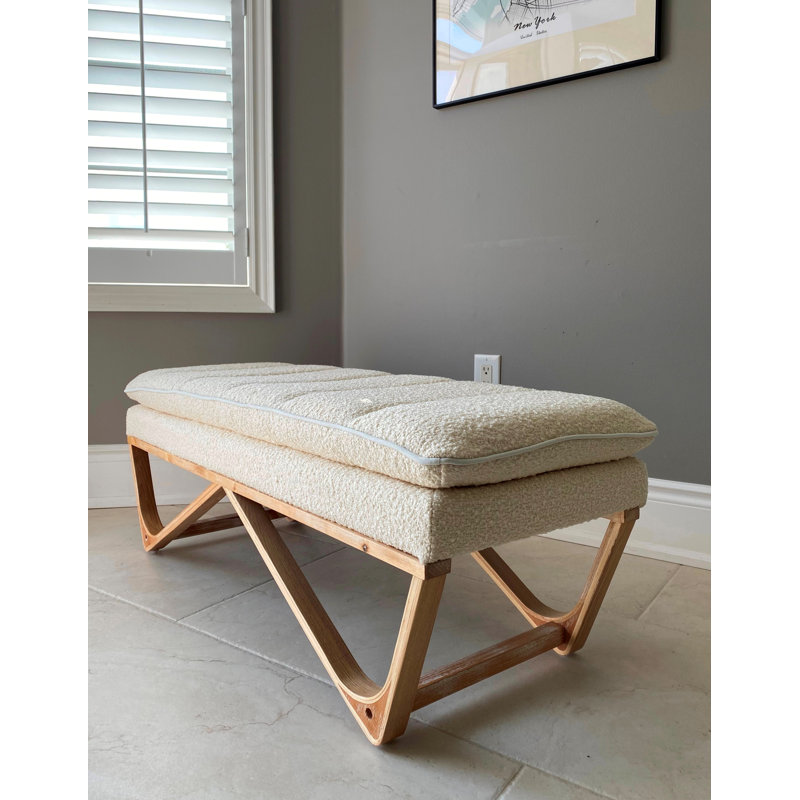 Banc en bois SEAT4U, Blanc crème, Naturel