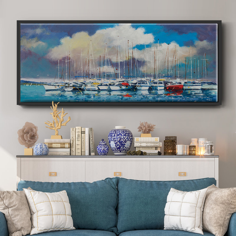 Abstract Port- Framed Canvas, 24" H x 60" W
