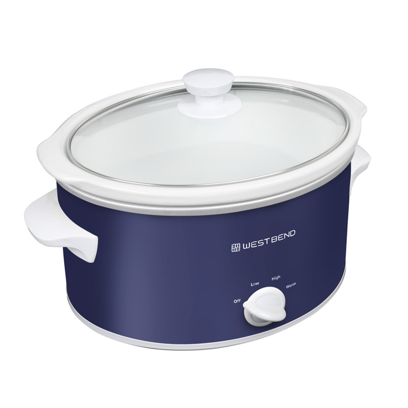 La mijoteuse West Bend, 4 pintes Capacité, en bleu marine et blanc, 4 pintes