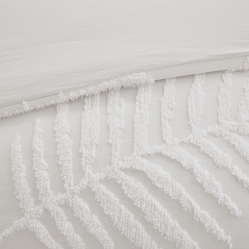King White Cotton Chenille Comforter Set