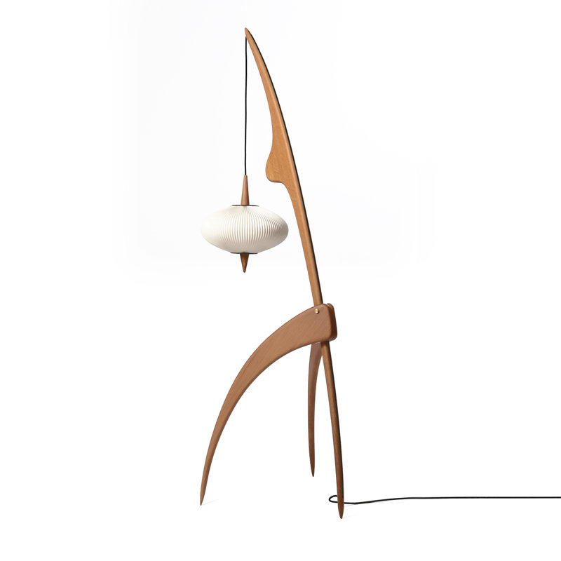Praying Mantis Floor Lamp, Vintage Oak
