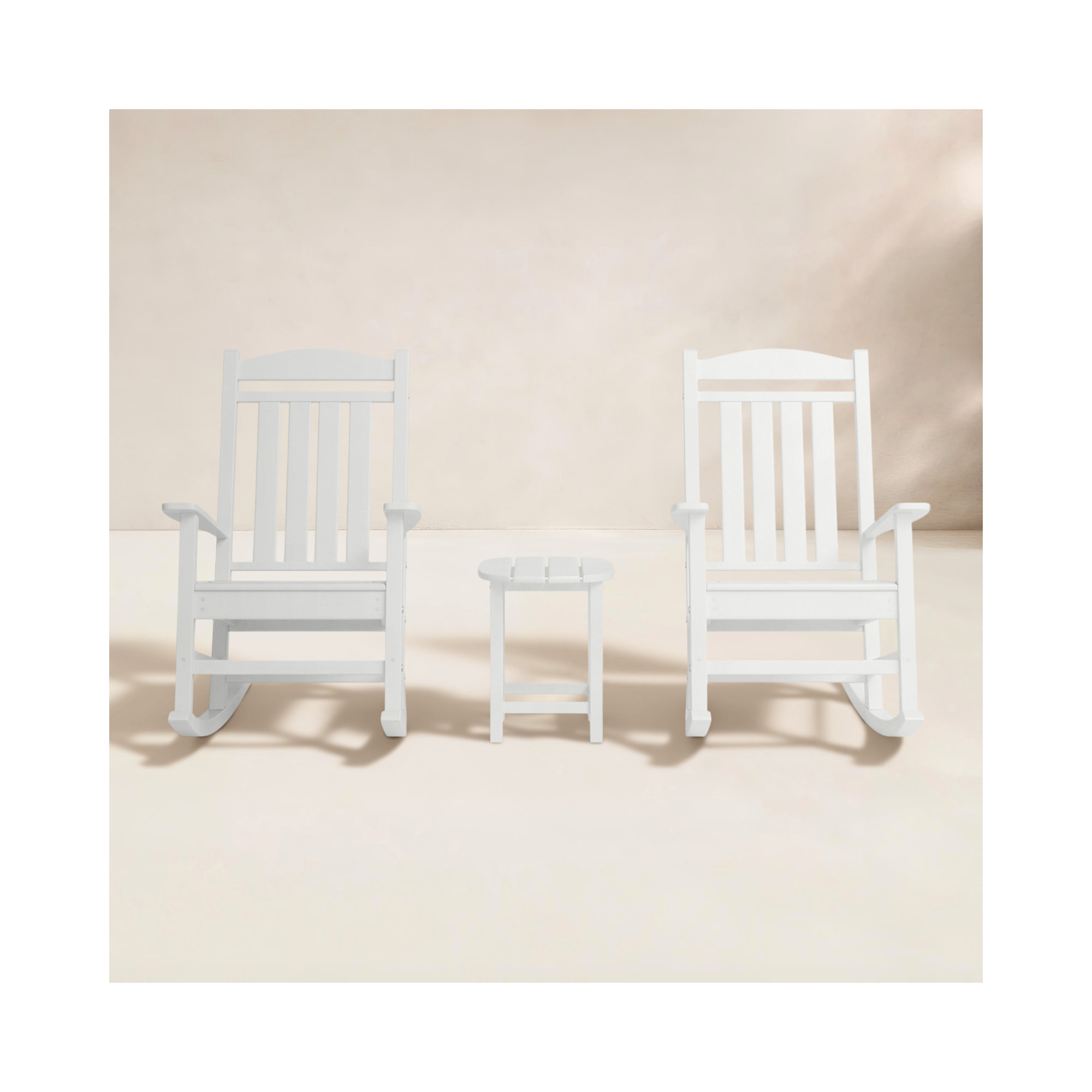 POLYWOOD Presidential Rocker 3-Piece Set, White