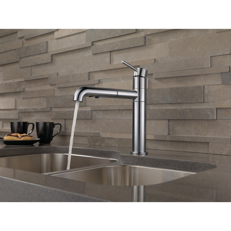 Trinsic Pull Out Sprayer Kitchen Sink Faucet, Single Handle Kitchen Faucet, Arctic Stainless