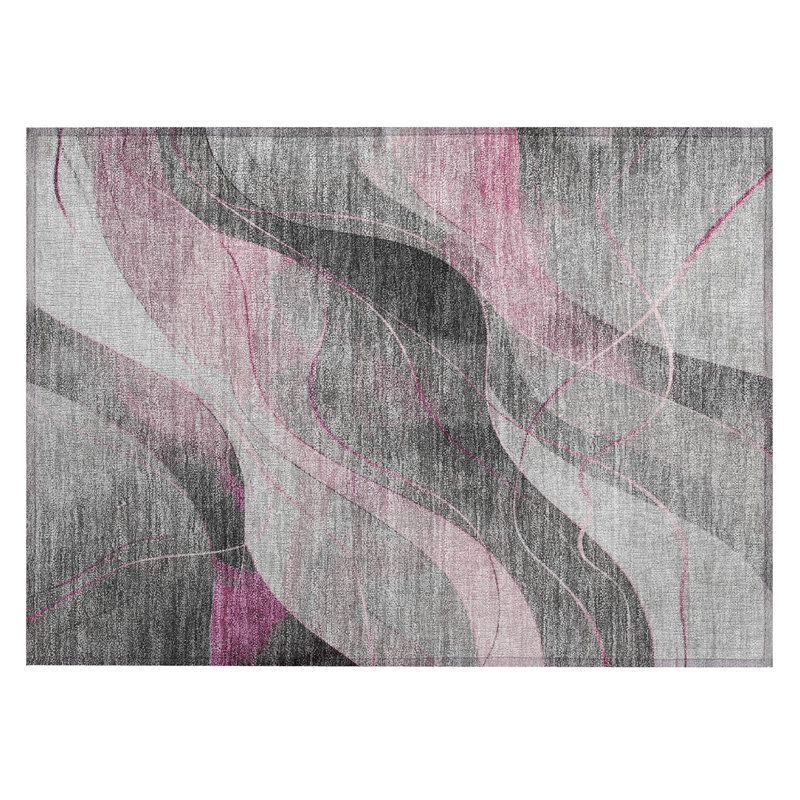 Machine Washable Indoor/Outdoor Cinead ACN1668 Pink Rug, Rectangle 1'8" x 2'6"
