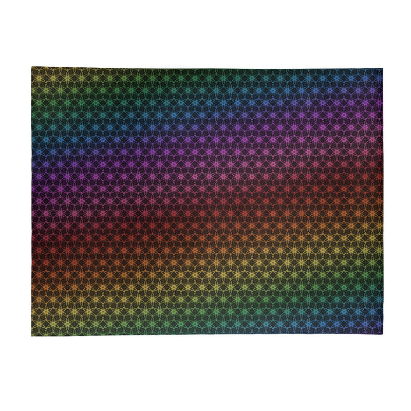 Tapis rouge/rose/jaune orné de cercles ornés classiques, Rectangle 5 pi x 7 pi