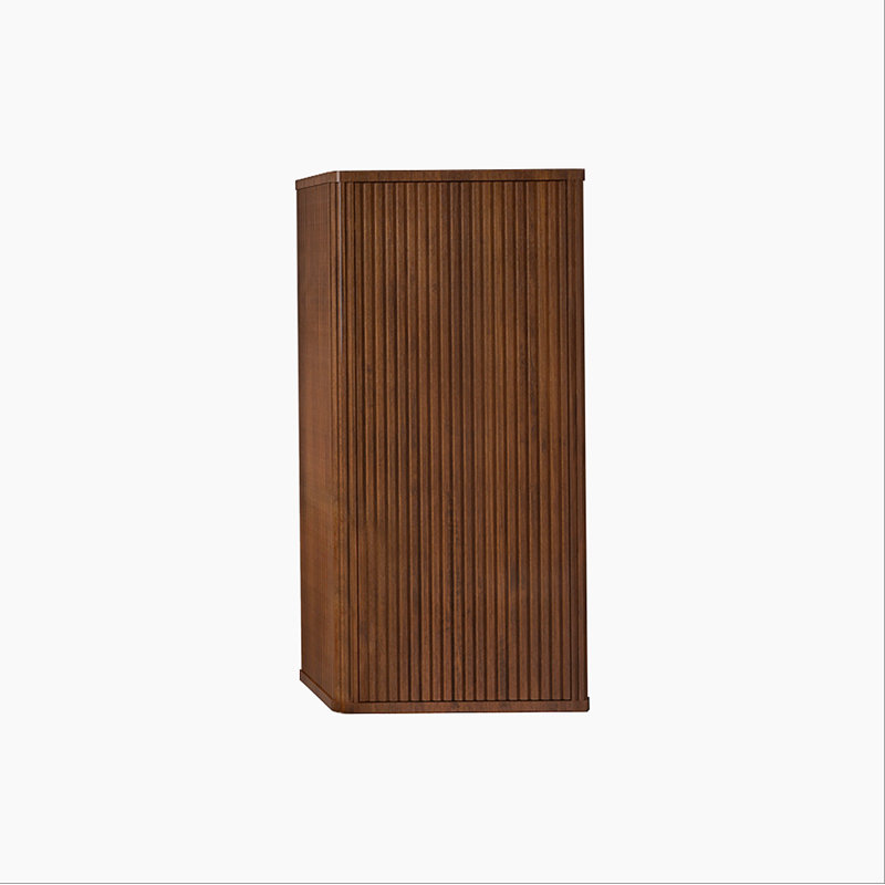 Armoire latérale flottante rayée en noyer pour salle de bain